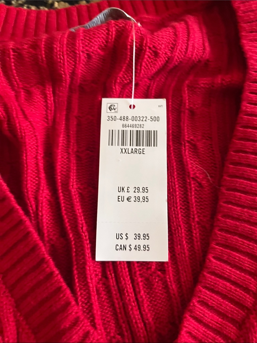 Hollister Women's Bright Red Cable-Knit V-Neck Sweater - Picture 3 of 5